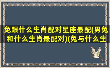 兔跟什么生肖配对星座最配(男兔和什么生肖最配对)(兔与什么生肖最配 与什么相冲)